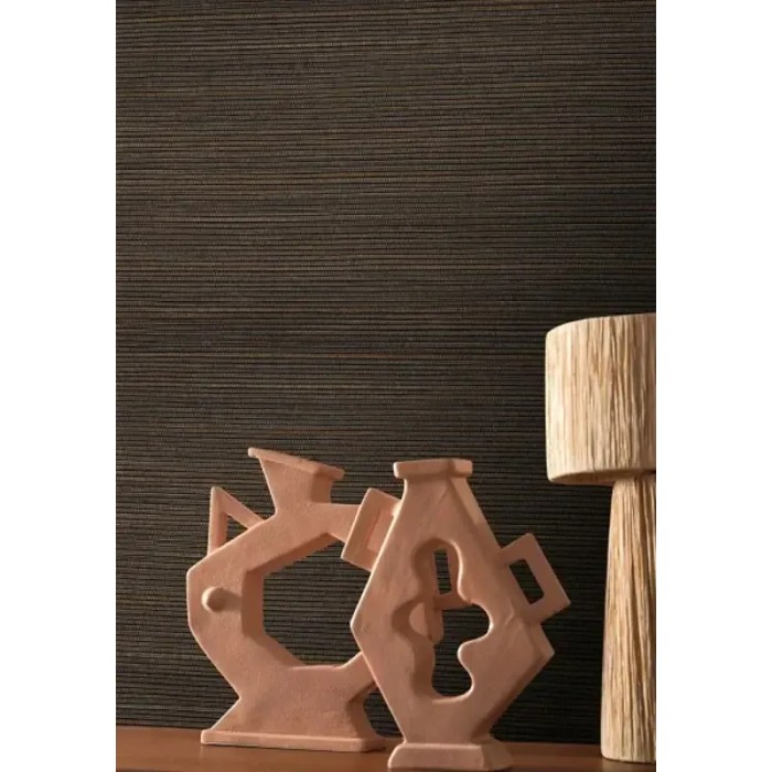 Casamance|Wallpaper natural fibers raffia mat ash brown|Raffia Imitation