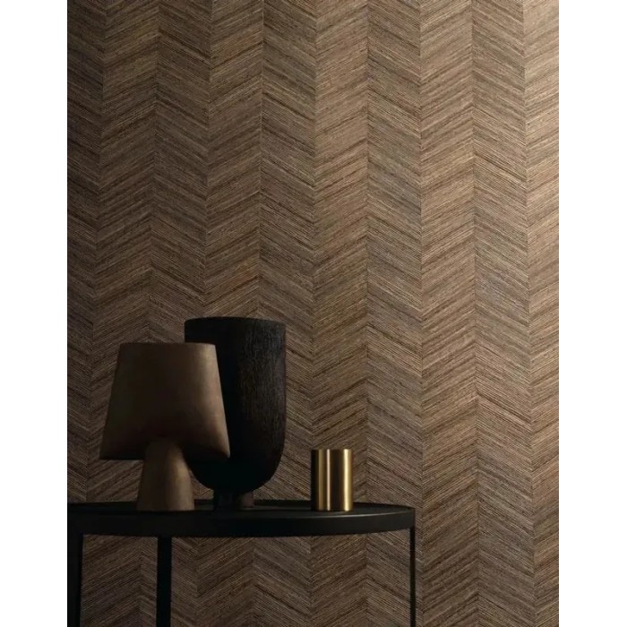Casamance|Wallpaper herringbone woven natural fibers brown|Wood Imitation