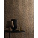 Casamance|Papier peint chevron fibres naturelles tissées brun|Imitation Bois