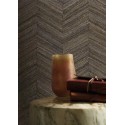 Casamance|Papier peint chevron fibres naturelles tissées brun et noir|Ethnique