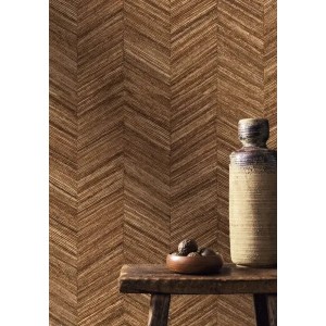 Casamance|Papier peint fibre naturelle rayée beige|Haut Gamme 2