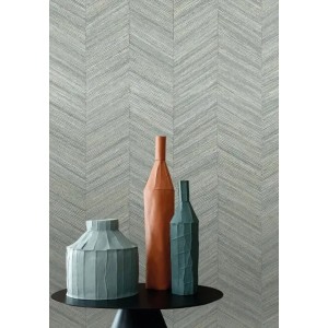 Casamance|Mosaik Tapete exotische Blätter Holzeffekt grün-beige|Holzimitat 2