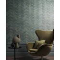 Casamance|Papier peint chevron fibres naturelles tissées vert olive|Imitation Bois