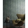 Casamance|Papier peint chevron fibres naturelles tissées vert olive|Imitation Bois