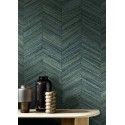Casamance|Papier peint chevron fibres naturelles tissées vert olive|Imitation Bois