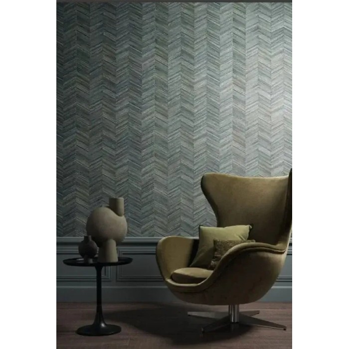 Casamance|Papier peint chevron fibres naturelles tissées vert kaki|Rustique