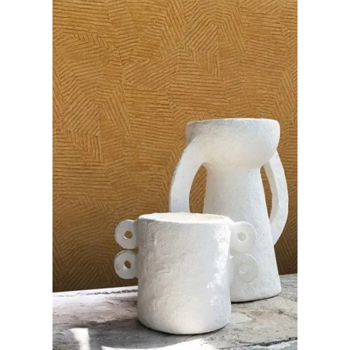 Casamance|Patchwork Tapete moderne Blätter creme-stein|Hochwertige