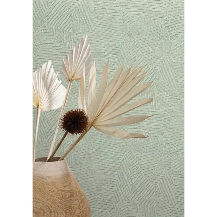 Casamance|Wallpaper patchwork modern leaves mint green and gold|Wallpaper