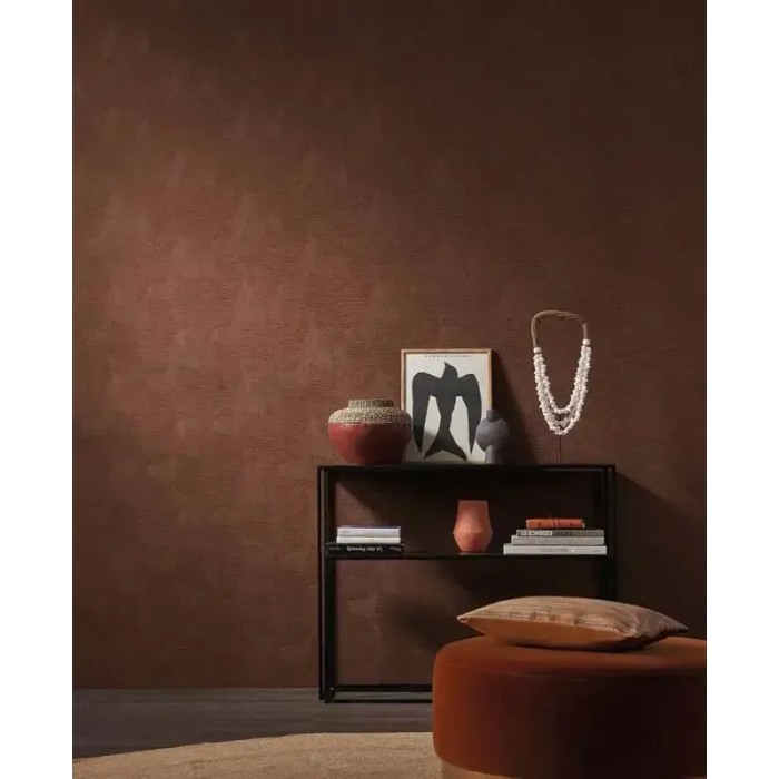 Casamance|Papel pintado patchwork hojas modernas terracota y marrón|Alta Gama