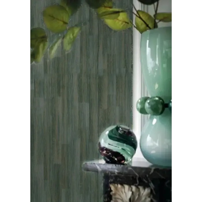 Casamance|Wallpaper banana leaves wood effect emerald green|Wood Imitation