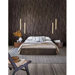 Casamance|Mosaik Tapete exotische Blätter Holzeffekt grün-beige|Holzimitat 2