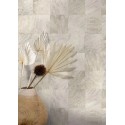Casamance|Papier peint mosaïque feuilles exotiques effet bois beige|Imitation Bois