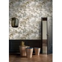 Casamance|Wallpaper oriental Japanese landscape bluish grey and brown|Figurative