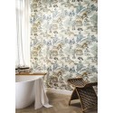 Casamance|Oriental Tapete Japanische Landschaft blau-grau und braun|Figurative