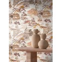 Casamance|Wallpaper oriental Japanese landscape orange watercolor effect|Figurative