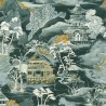 Casamance|Wallpaper oriental Japanese landscape green watercolor style|Figurative