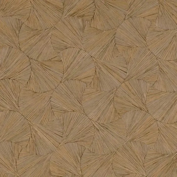 Papel pintado oriental abanicos fibra natural marrón - Casamance Archipel 75320814