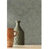 Casamance|Papier peint oriental éventails fibre naturelle bleu pierre|Imitation Raphia