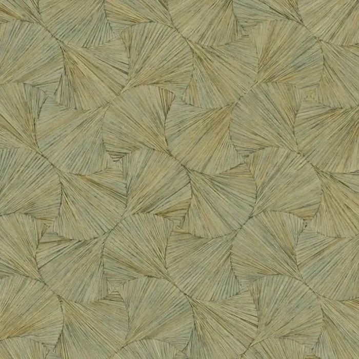 Casamance|Papel pintado oriental abanicos fibra natural verde|Imitacion Rafia