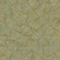 Casamance|Papier peint oriental éventails fibre naturelle vert|Imitation Raphia