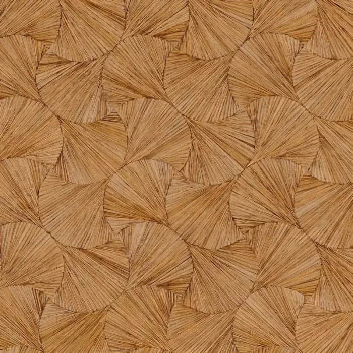 Casamance|Papel pintado oriental abanicos fibra natural marrón ocre|Imitacion Rafia