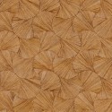 Casamance|Wallpaper oriental fans natural fiber ochre brown|Raffia Imitation