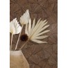 Casamance|Papier peint oriental éventails fibre naturelle brun châtaigne|Imitation Raphia