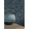 Casamance|Oriental Tapete Fächer Naturfaser blau|Raffiaimitation