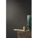 Casamance|Papel pintado oriental abanicos fibra natural antracita dorado|Imitacion Rafia