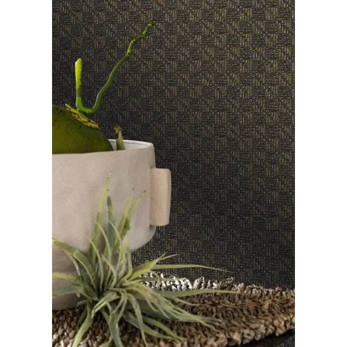 Casamance|Oriental Tapete Fächer Naturfaser anthrazit-gold|Raffiaimitation