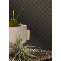 Casamance|Papel pintado oriental abanicos fibra natural antracita dorado|Imitacion Rafia