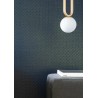 Casamance|Wallpaper oriental fans natural fiber blue and gold|Raffia Imitation