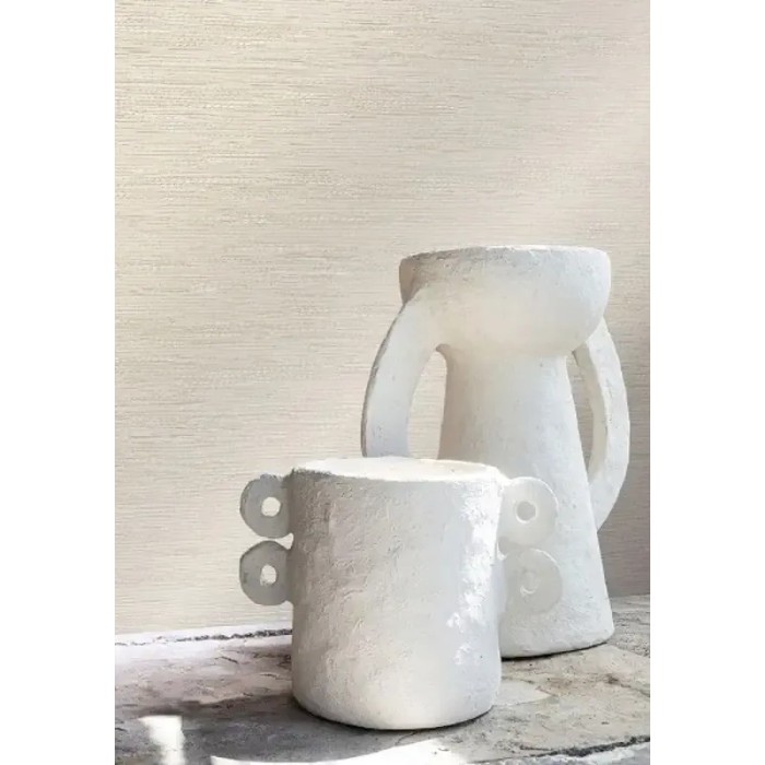 Casamance|Papel pintado fibra natural, rafia beige metalizado|Imitacion Rafia