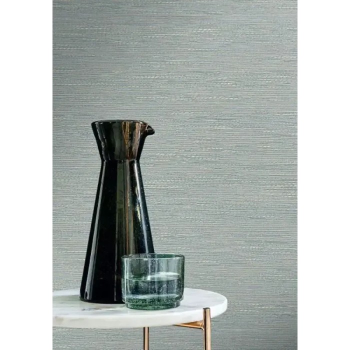 Casamance|Tapete Naturfasern Raffia-Effekt grau-himmelblau|Raffiaimitation