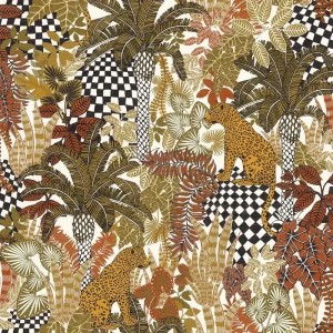 Khroma|Papier peint brocart éventails couleur miel|Papier Peint