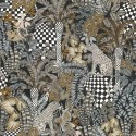 Casamance|Wallpaper tropical jungle panthers black and grey|Ethnic