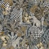 Casamance|Papier peint tropical jungle panthères noir et gris|Ethnique