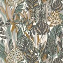 Casamance|Papel pintado tropical flores caribe verde|Tropical