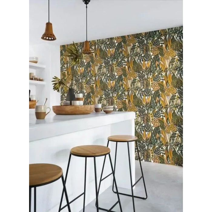 Casamance|Papier peint tropical fleurs caraïbes multicolores|Papier Peint