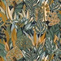 Casamance|Papier peint tropical fleurs caraïbes vert intense|Tropical