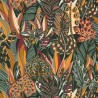 Casamance|Wallpaper tropical Caribbean flowers green and blue|Ethnic