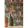 Casamance|Wallpaper tropical Caribbean flowers green and blue|Ethnic