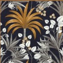 Casamance|Wallpaper tropical Caribbean flowers black and white|Ethnic