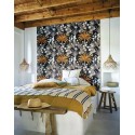 Casamance|Wallpaper tropical Caribbean flowers black and white|Ethnic