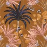Casamance|Papier peint tropical fleurs caraïbes terre cuite|Ethnique