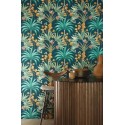 Casamance|Wallpaper tropical Caribbean flowers turquoise green|Tropical