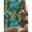 Casamance|Wallpaper tropical Caribbean flowers turquoise green|Tropical
