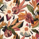 Casamance|Papier peint tropical fleurs caraïbes multicolores mat|Rétro