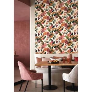 Caselio|Papel pintado retro círculos rosa y naranja|Retro 2