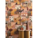 Casamance|Wallpaper figurative Cinque Terre landscape brown and orange|Figurative